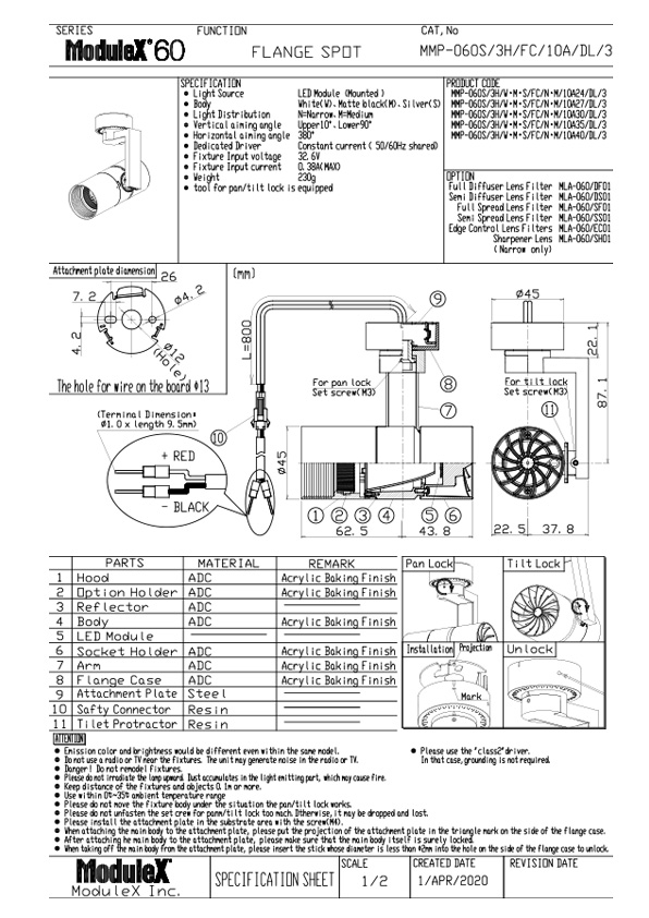 MMP-060S/3H/FC Specification Sheet