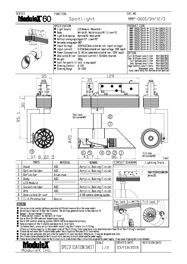 MMP-060S/SH Specification Sheet